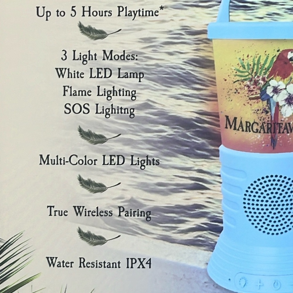 Margaritaville Wireless Water Resistant Light Up Speaker - Picture 7 of 7